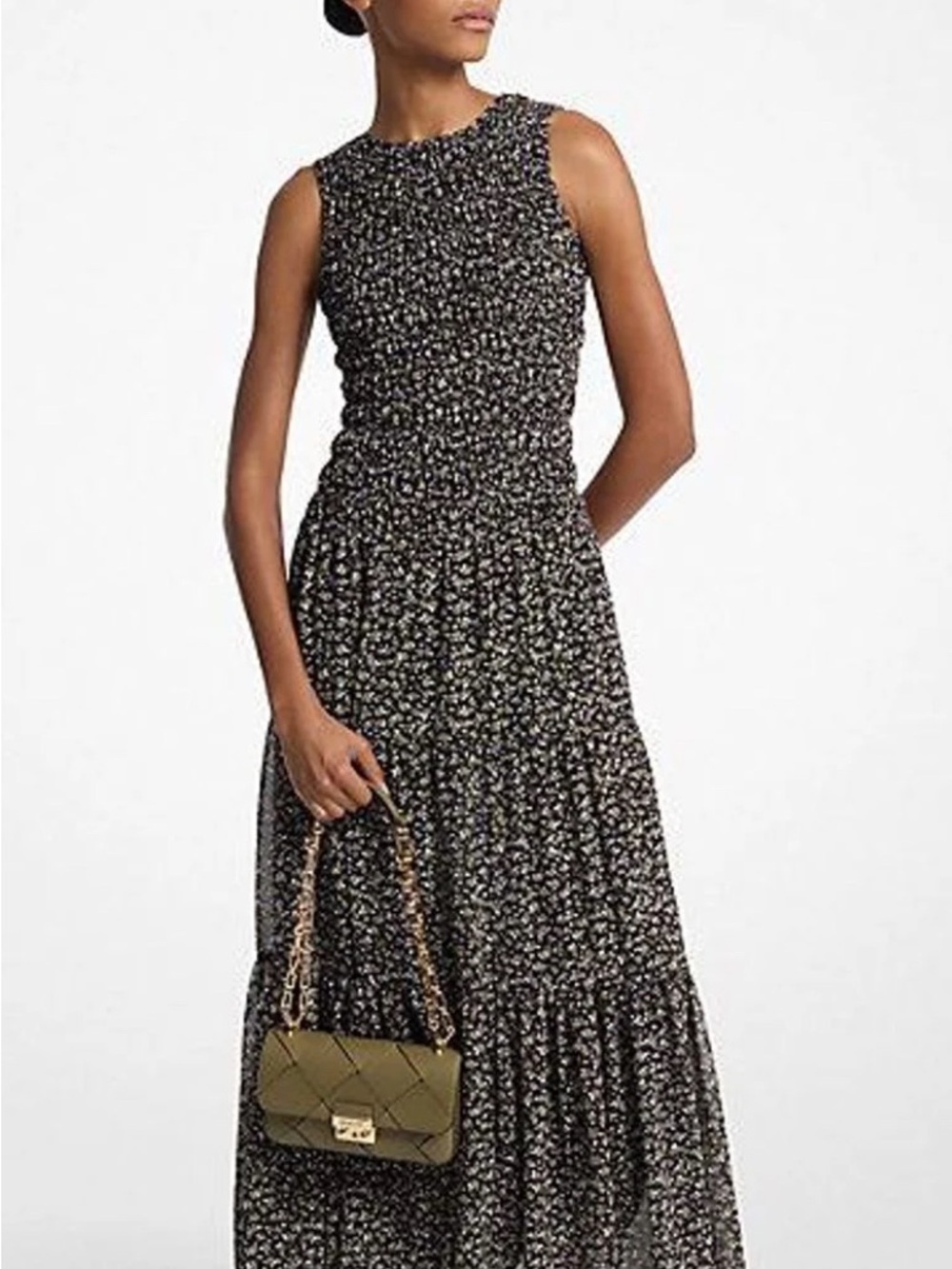 Michael Kors Floral Print Smocked Georgette Maxi Dress - Picture 7 of 7